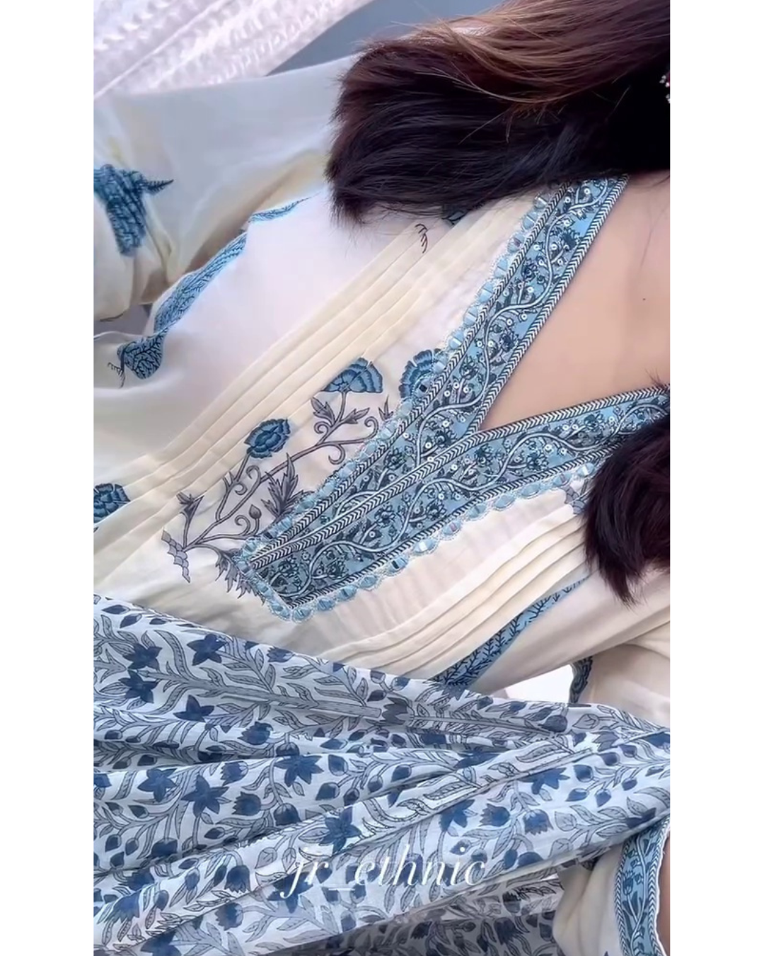 Neelam Blossom Ivory Kurta Set with Dupatta