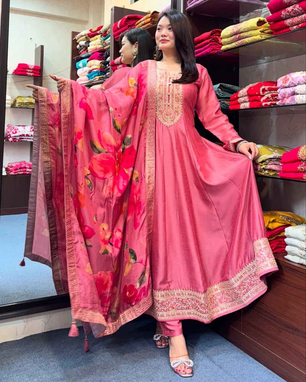 Gulaabi Blush Silk Anarkali