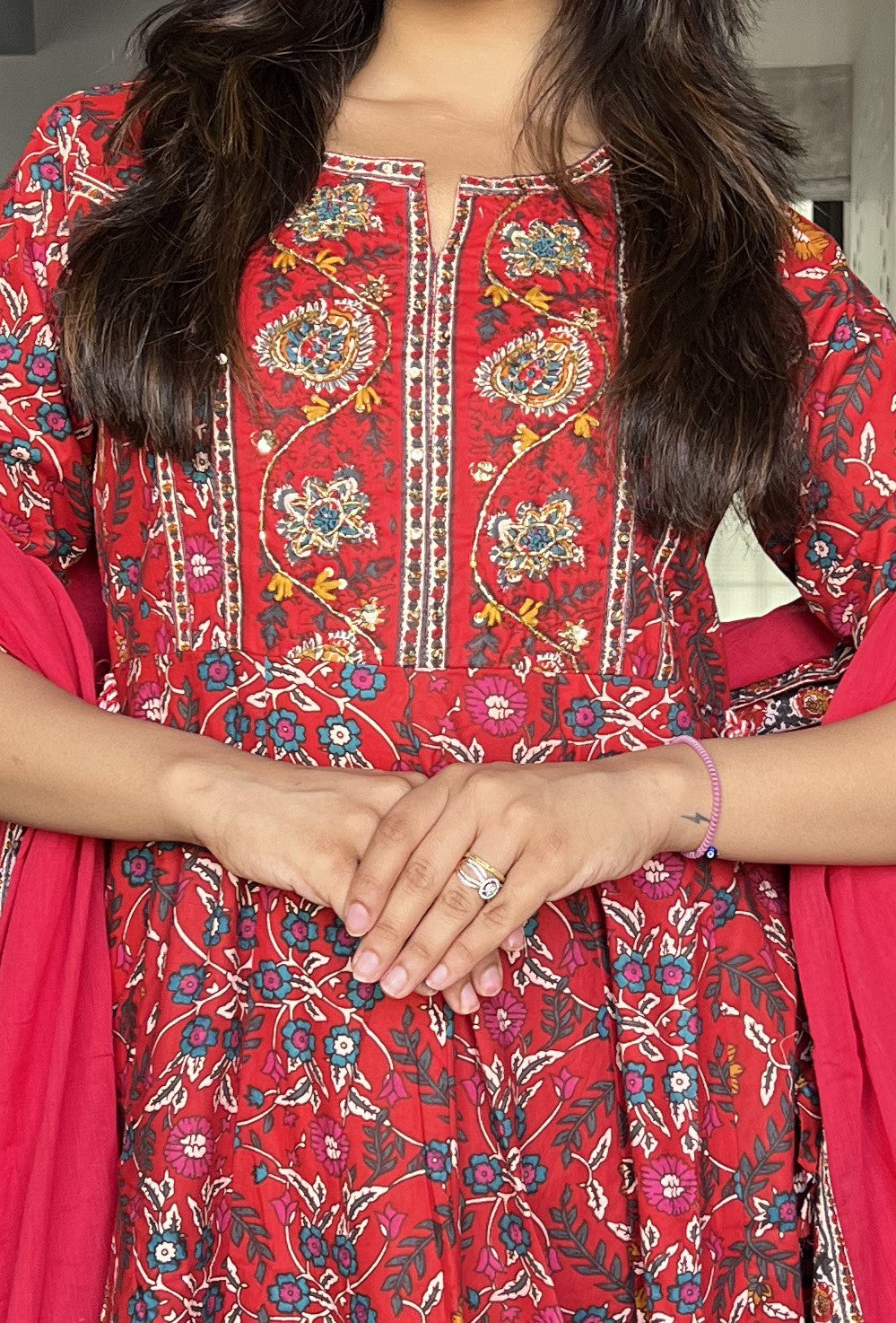 Laal Rutba Pure Cotton Anarkali Set