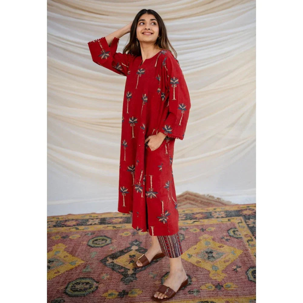 Ajrakh Laal Jhabba Kali Co-Ord Set