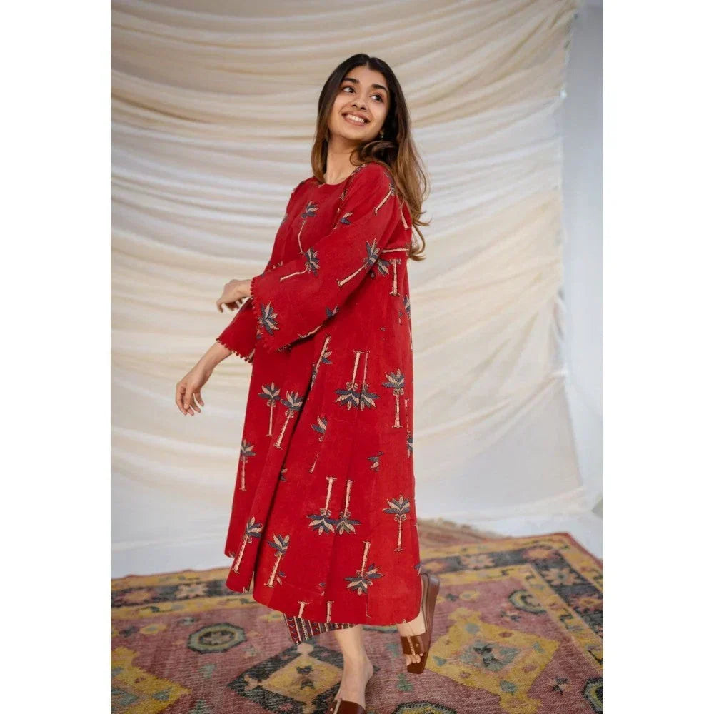 Ajrakh Laal Jhabba Kali Co-Ord Set
