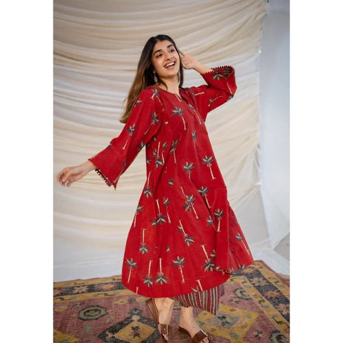 Ajrakh Laal Jhabba Kali Co-Ord Set