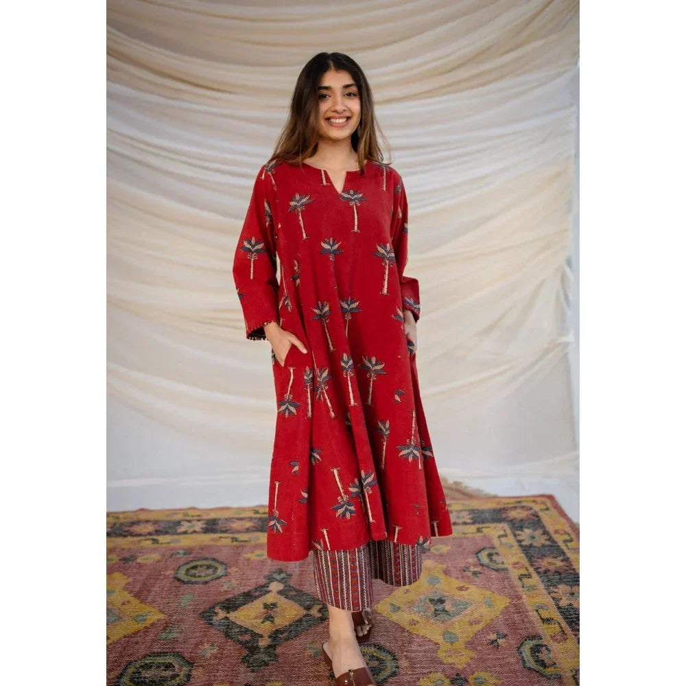Ajrakh Laal Jhabba Kali Co-Ord Set