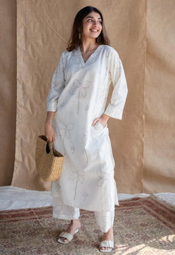 Sootee Self-Print Kurti & Palazzo Set