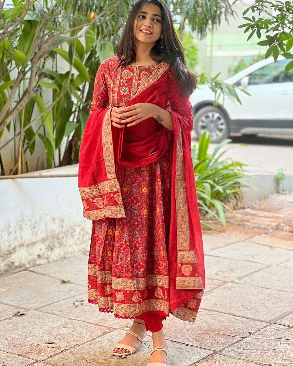 Laal Rutba Pure Cotton Anarkali Set