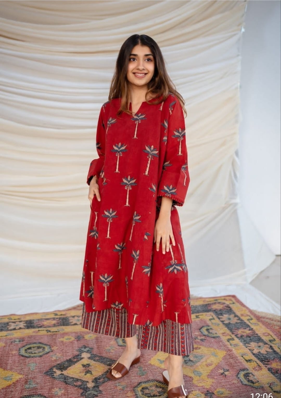 Ajrakh Laal Jhabba Kali Co-Ord Set