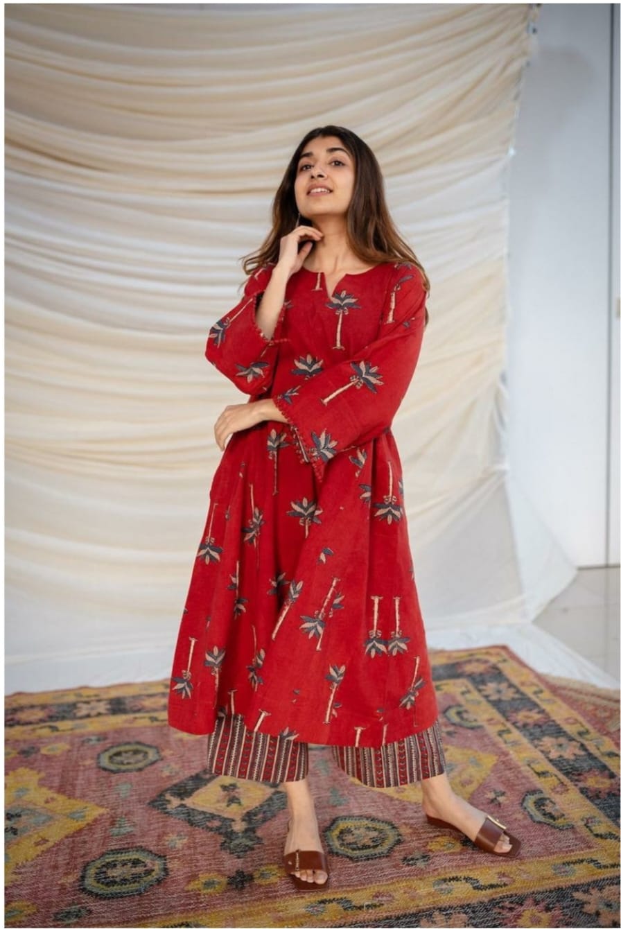 Ajrakh Laal Jhabba Kali Co-Ord Set