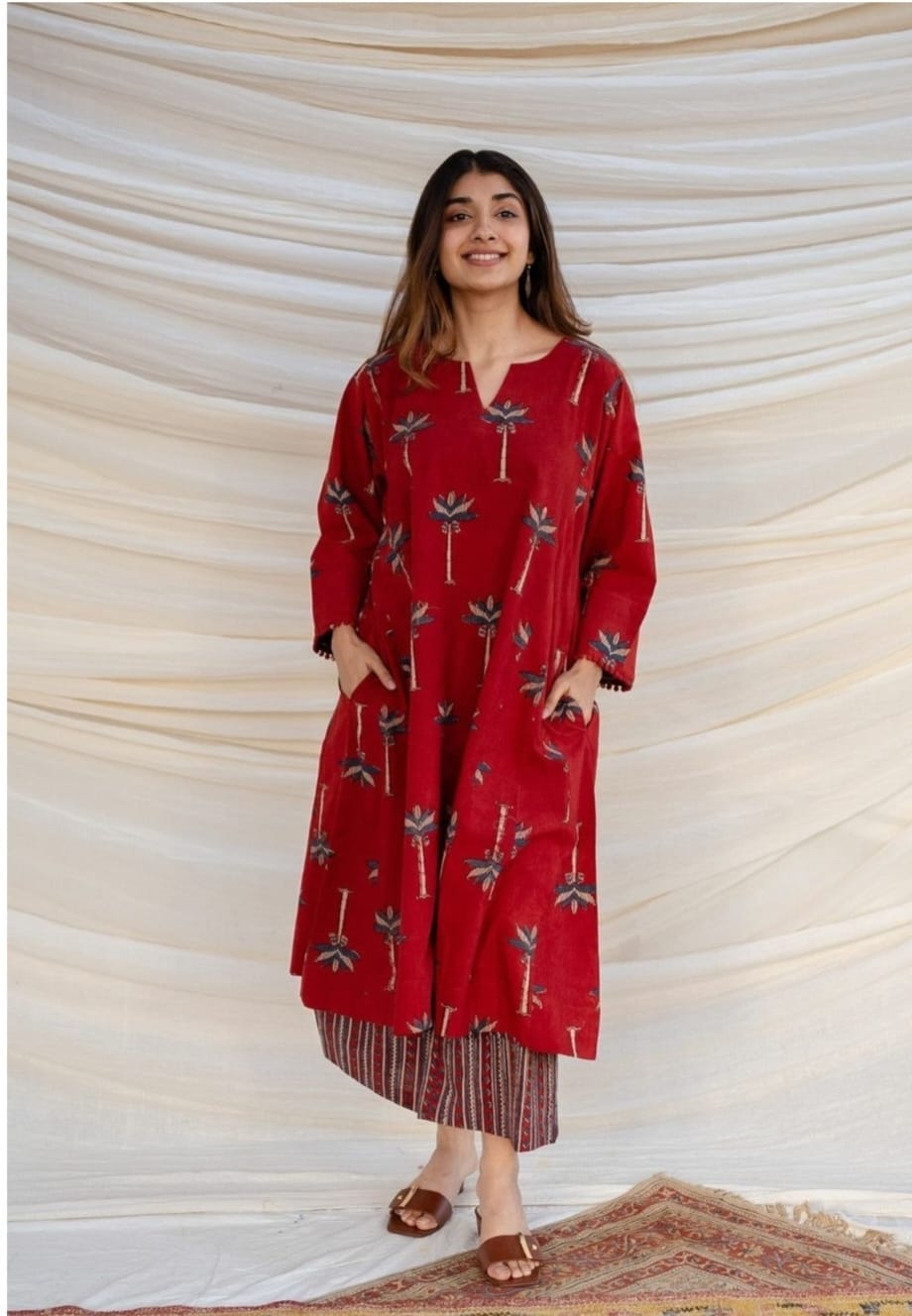 Ajrakh Laal Jhabba Kali Co-Ord Set