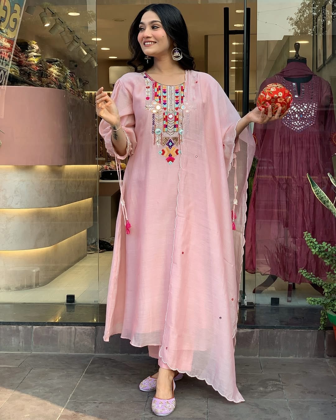 Jhalar Tassel Embroidered Suit Set